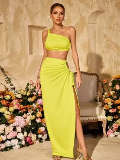 Sets & Co-ords*Mew Mews Fashion Almis One Shoulder Split Skirt Set