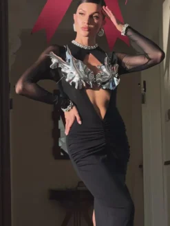 Armor Tops|Tops*Mew Mews Fashion O/S Alvaro Metallic Leafy Armor Top