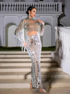 Sets & Co-ords|Embellishment*Embellishment Alvin Acrylic Fringe Skirt Set