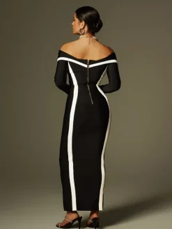 Dresses|Maxi Dresses*Bandage Alyvia Off Shoulder Stripe Maxi Dress