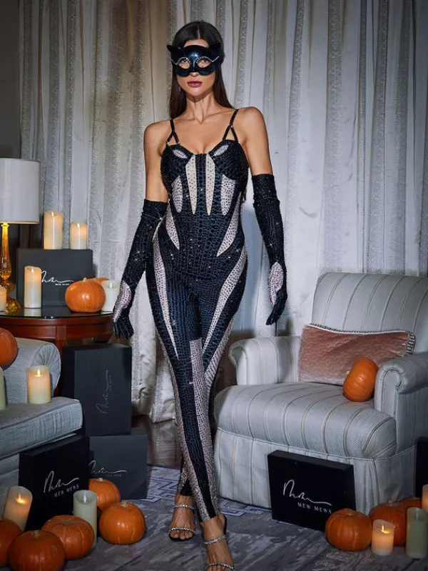 Jumpsuits & Romper*Mew Mews Fashion Amalia Diamante Jumpsuit In Black