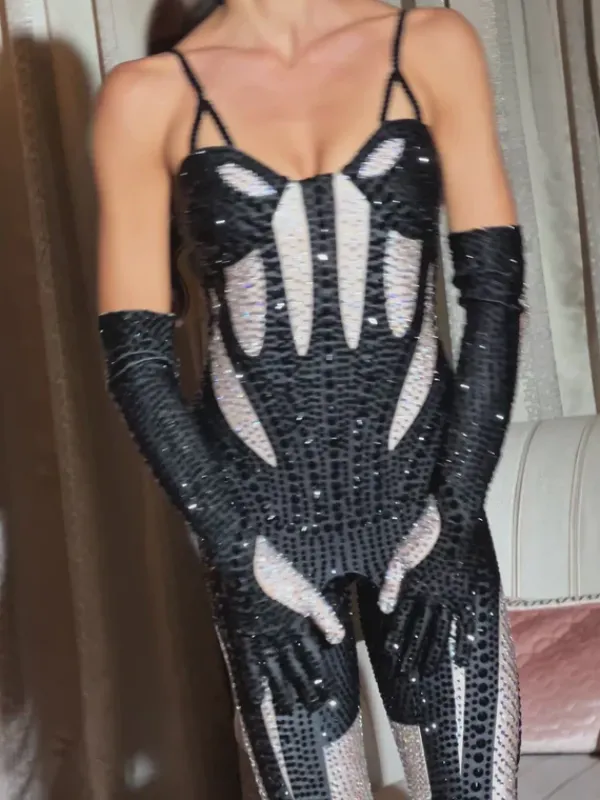 Jumpsuits & Romper*Mew Mews Fashion Amalia Diamante Jumpsuit In Black