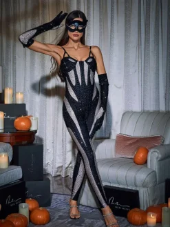 Jumpsuits & Romper*Mew Mews Fashion Amalia Diamante Jumpsuit In Black