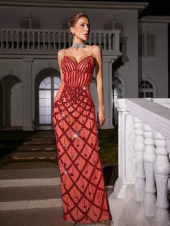 Embellishment|Dresses*Embellishment Angelo Sequin Embellished Mesh Maxi Dress
