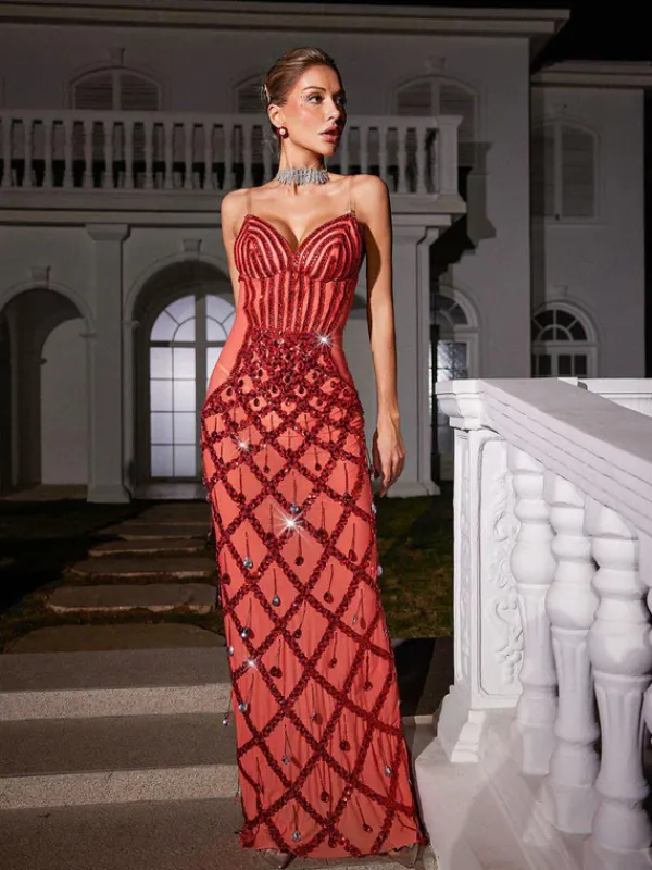 Embellishment|Dresses*Embellishment Angelo Sequin Embellished Mesh Maxi Dress