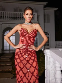 Embellishment|Dresses*Embellishment Angelo Sequin Embellished Mesh Maxi Dress