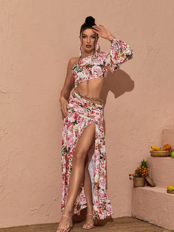 Dresses|Maxi Dresses*Mew Mews Fashion Annabella One Shoulder Floral Cutout Maxi Dress In Pink