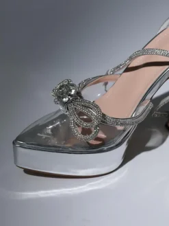 Shoes*Mew Mews Fashion Anouk Bow Crystal Heels In Silver