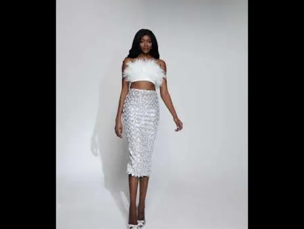 Sets & Co-ords*Mew Mews Fashion Ansley Strapless Feather Mesh Skirt Set In White
