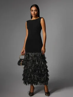 Dresses|Maxi Dresses*Mew Mews Fashion Anzeline Backless Fringe Knitted Maxi Dress