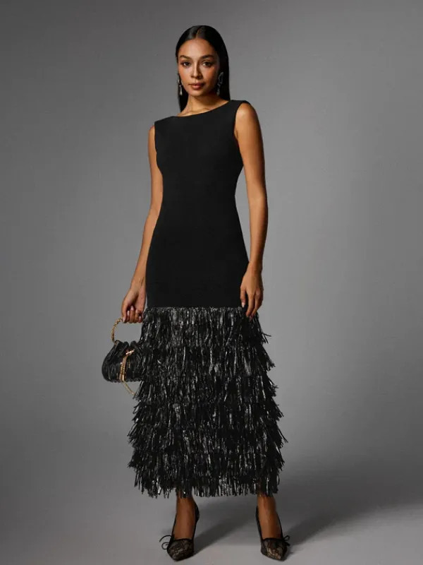 Dresses|Maxi Dresses*Mew Mews Fashion Anzeline Backless Fringe Knitted Maxi Dress