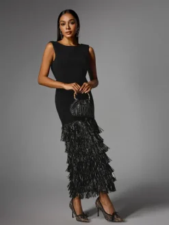Dresses|Maxi Dresses*Mew Mews Fashion Anzeline Backless Fringe Knitted Maxi Dress