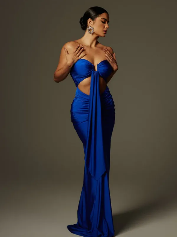 Dresses|Maxi Dresses*Mew Mews Fashion Arlyn Strapless Draped Cutout Maxi Dress