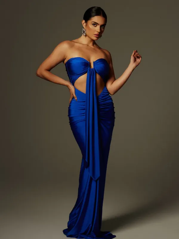Dresses|Maxi Dresses*Mew Mews Fashion Arlyn Strapless Draped Cutout Maxi Dress