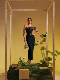 Dresses|Maxi Dresses*Bandage Arnau One Shoulder Flower Maxi Dress In Gold