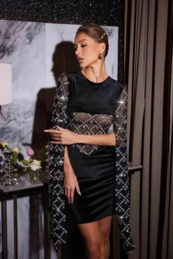 Embellishment|Dresses*Embellishment Arturo Rhinestone Velvet Dress