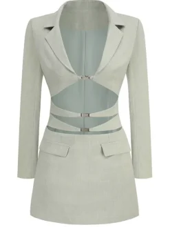 Dresses|Mini Dresses*Mew Mews Fashion Aryndal V Neck Button Up Mini Blazer Dress