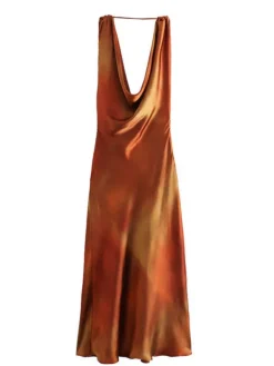 Dresses|Midi Dresses*Mew Mews Fashion Aryndriel Sleeveless Cowl Neck Satin Midi Dress