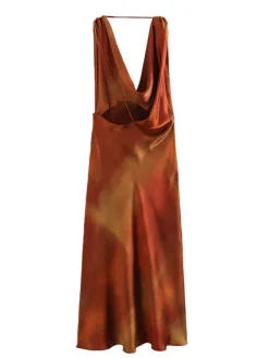 Dresses|Midi Dresses*Mew Mews Fashion Aryndriel Sleeveless Cowl Neck Satin Midi Dress