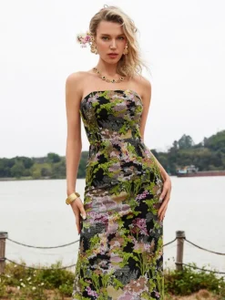 Dresses*Mew Mews Fashion Asa Strapless Floral Sequin Maxi Dress