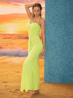 Dresses|Maxi Dresses*Mew Mews Fashion Asger Halterneck Ruched Maxi Dress