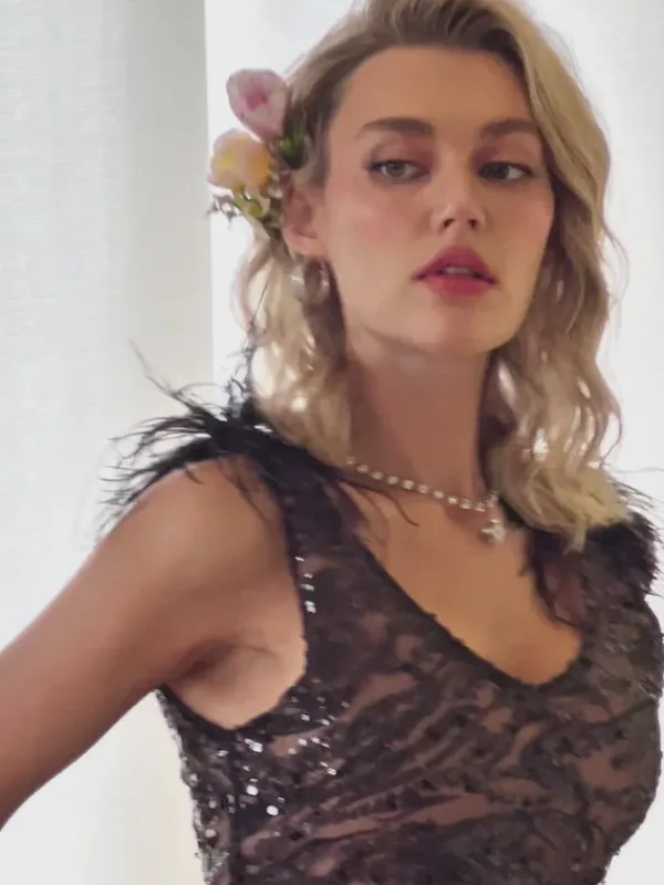 Dresses*Mew Mews Fashion Ashwin Sequin Feather Mini Dress