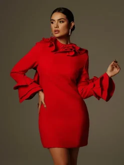Dresses|Mini Dresses*Mew Mews Fashion Asiah Flounce Sleeve Bow Mini Dress