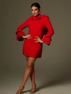 Dresses|Mini Dresses*Mew Mews Fashion Asiah Flounce Sleeve Bow Mini Dress