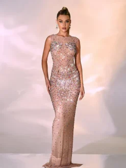 Embellishment|Dresses*Embellishment O/S Aubriella Crytsal Embellished Maxi Dress