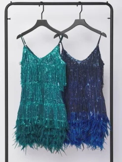 Dresses|Mini Dresses*Mew Mews Fashion Austyn Tassel Feather Mini Dress In Royal Blue