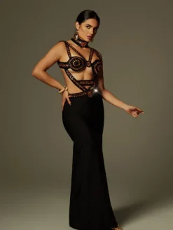 Dresses|Maxi Dresses*Bandage Ayden Rhinestone Maxi Dress With Choker