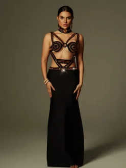 Dresses|Maxi Dresses*Bandage Ayden Rhinestone Maxi Dress With Choker