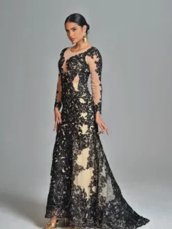 Dresses|Maxi Dresses*Mew Mews Fashion Ayesha Long Sleeve Lace Sequin Maxi Dress