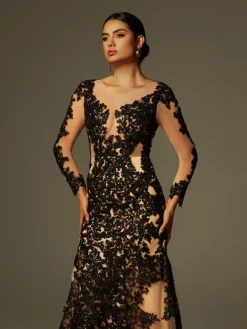 Dresses|Maxi Dresses*Mew Mews Fashion Ayesha Long Sleeve Lace Sequin Maxi Dress