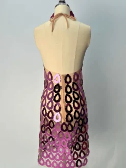 Embellishment|Dresses*Embellishment Badel Halterneck Acrylic Mesh Mini Dress