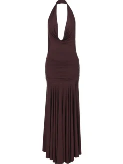 Dresses|Maxi Dresses*Mew Mews Fashion Baelthar Cowl Neck Ruched Split Maxi Dress