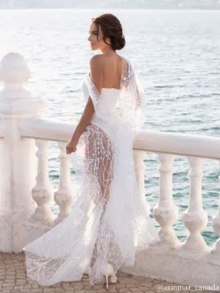 Dresses*Mew Mews Fashion Bailee Split Sequin Maxi Dress In White