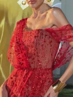Dresses|Mini Dresses*Mew Mews Fashion Bailee Split Sequin Mini Dress In Red