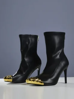 Shoes*Mew Mews Fashion Balto Metallic Toe Boots