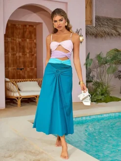 Bikini Sets*Mew Mews Fashion Bavo Color Clash Swimwear Two Piece Set