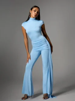 Jumpsuits & Romper*Mew Mews Fashion Bennora High Neck Draped Jumpsuit In Baby Blue