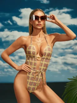 One Piece|Swimwear*Mew Mews Fashion Berit Halterneck Printed One Piece Swimsuit
