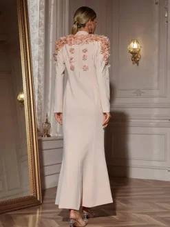 Blazers|Dresses*Mew Mews Fashion Berton Long Sleeve Flower Maxi Dress