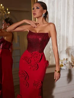Dresses|Midi Dresses*Mew Mews Fashion Bevin Strapless Flower Midi Dress