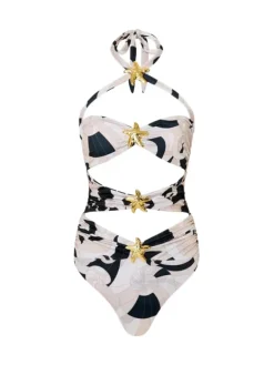 Bikini Sets|Swimwear*Mew Mews Fashion Bhavya Starfish Swimwear Two Piece Set In White