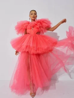 Dresses|Maxi Dresses*Mew Mews Fashion Bibi Plunge Cutout Tulle Dress