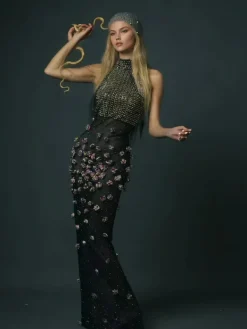 Dresses*W Jia Bina Turtleneck Embellished Maxi Dress