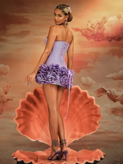Dresses|Mini Dresses*Mew Mews Fashion Birtin Strapless Flower Mini Dress In Purple