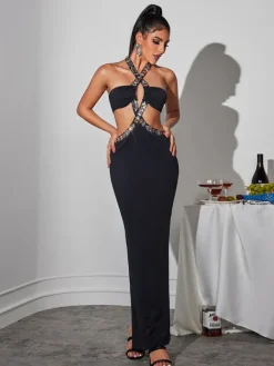 Dresses|Maxi Dresses*Mew Mews Fashion Blodwen Rhinestone Cutout Maxi Dress