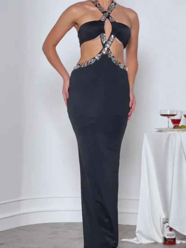 Dresses|Maxi Dresses*Mew Mews Fashion Blodwen Rhinestone Cutout Maxi Dress